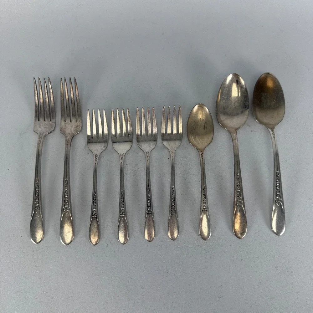 Vintage Priscilla Lady Ann Silverplate WM Rogers 1941 lot of 9 Flatware